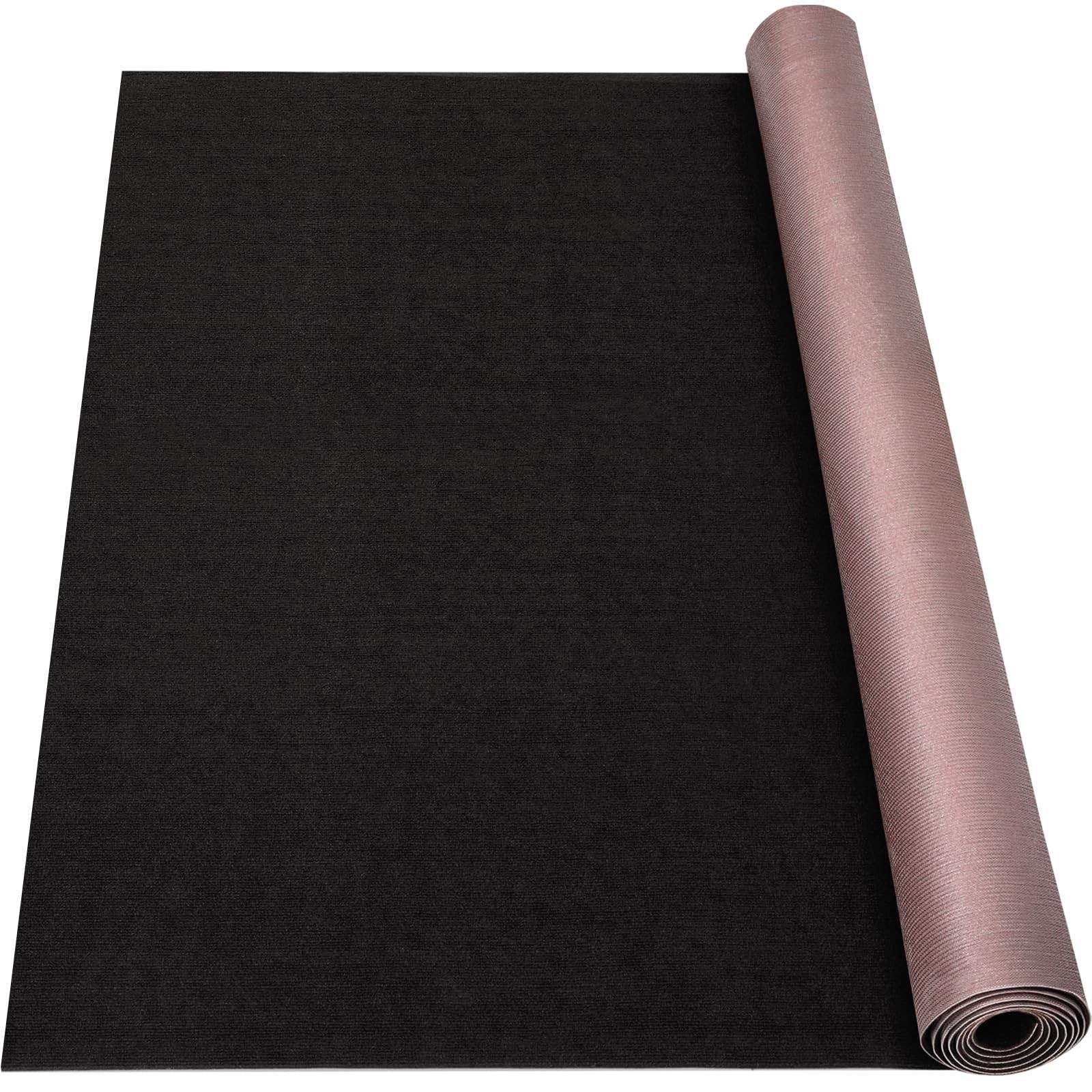 Marine Carpet, 5 FT x 15 FT Black Indoor/Outdoor Rug 0.2″ Thick TPE Backed No…