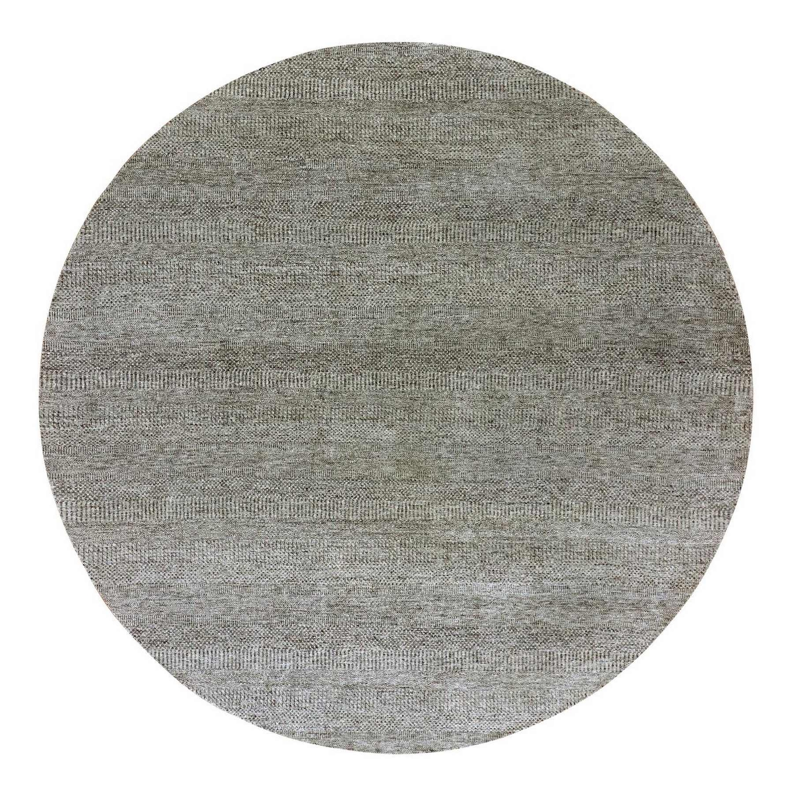 10′ x 10′ Knitting Needles Gray Undyed Wool Hand Knotted Grass Round Rug R79659