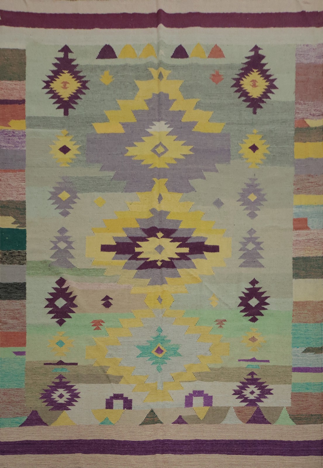 Southwestern Kilim Area Rug 8×10 Hand-Woven with Eye-Catching Geometric Designs