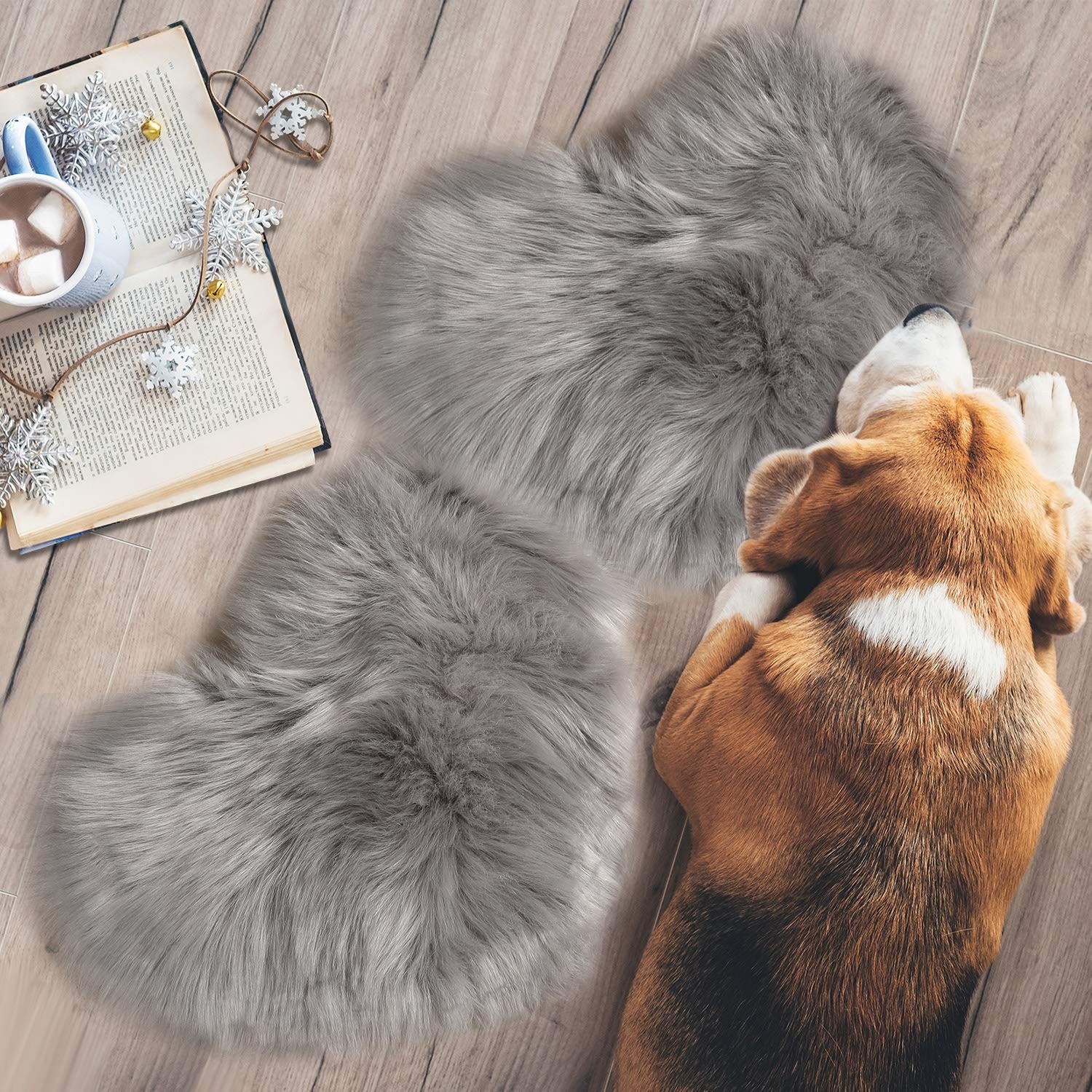 Mudder Heart Shaped Faux Fur Rug, Fluffy Photo Background Props for Product P…