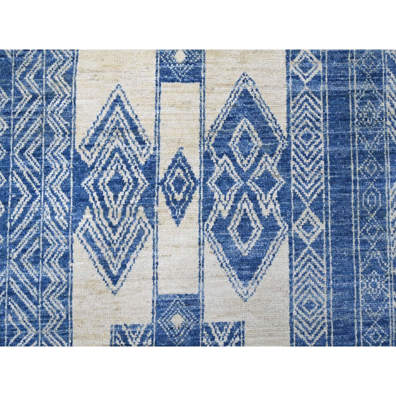 8’9″x11’6″ Blue Moroccan Berber Influence Wool Hand Knotted Oriental Rug 22844