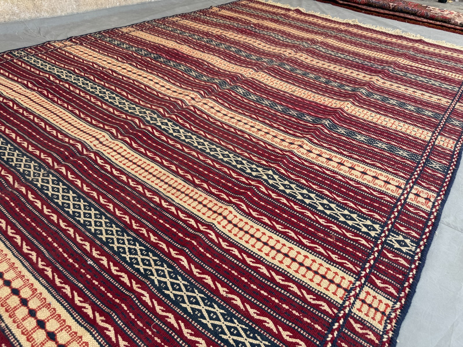 6×10 Handwoven Afghan Kilim Rug Geometric Striped Tribal Wool Flatweave Carpet