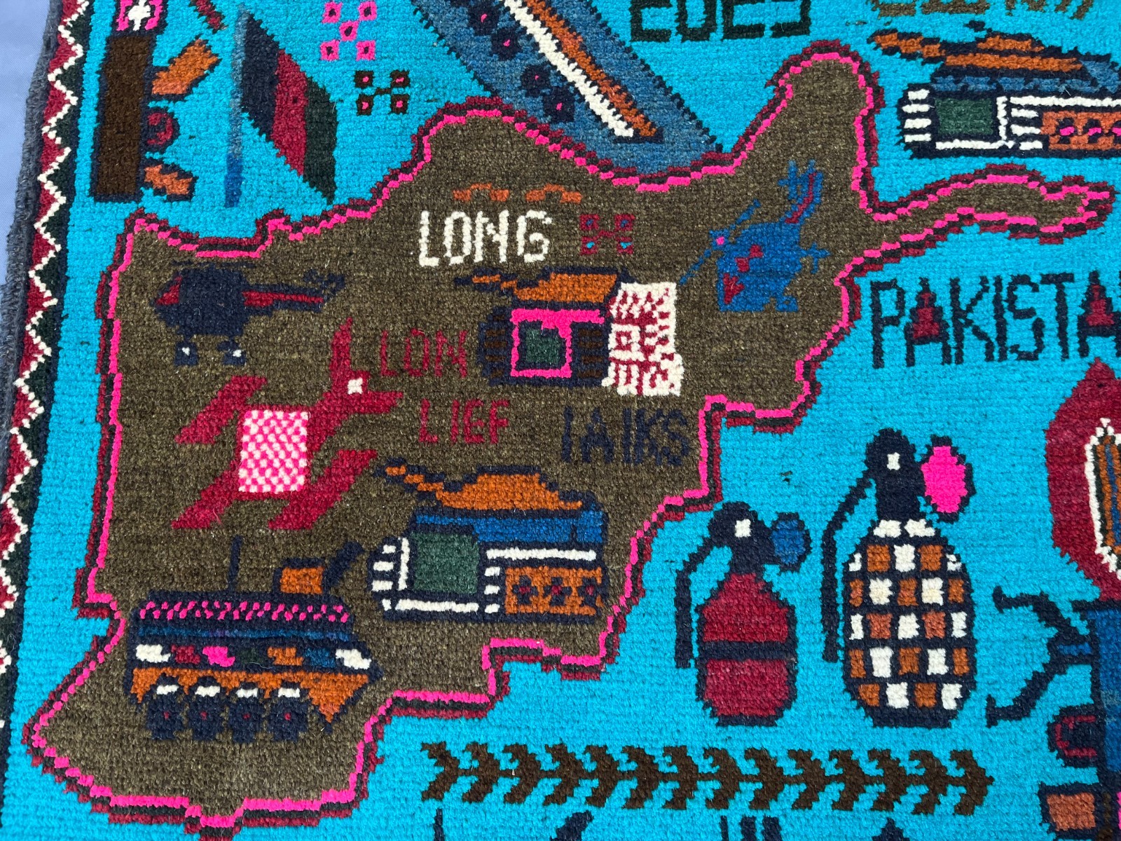 2’1 x 2’8 Ft Colorful Afghan War Rug –2025 Map of Afghanistan Military Pictorial
