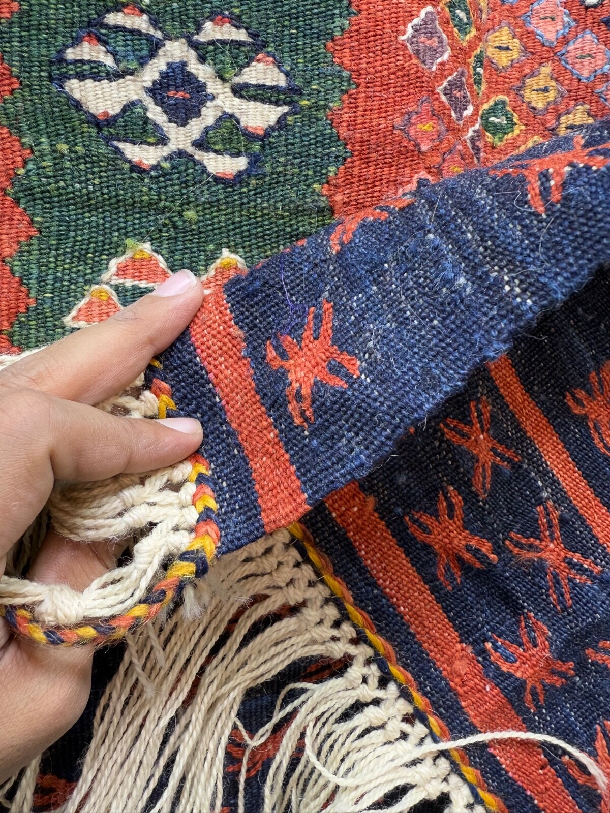 Vintage Beautiful Hand Woven Turkey Sofreh Style Wool Weaving Kilim Rug 106x99Cm