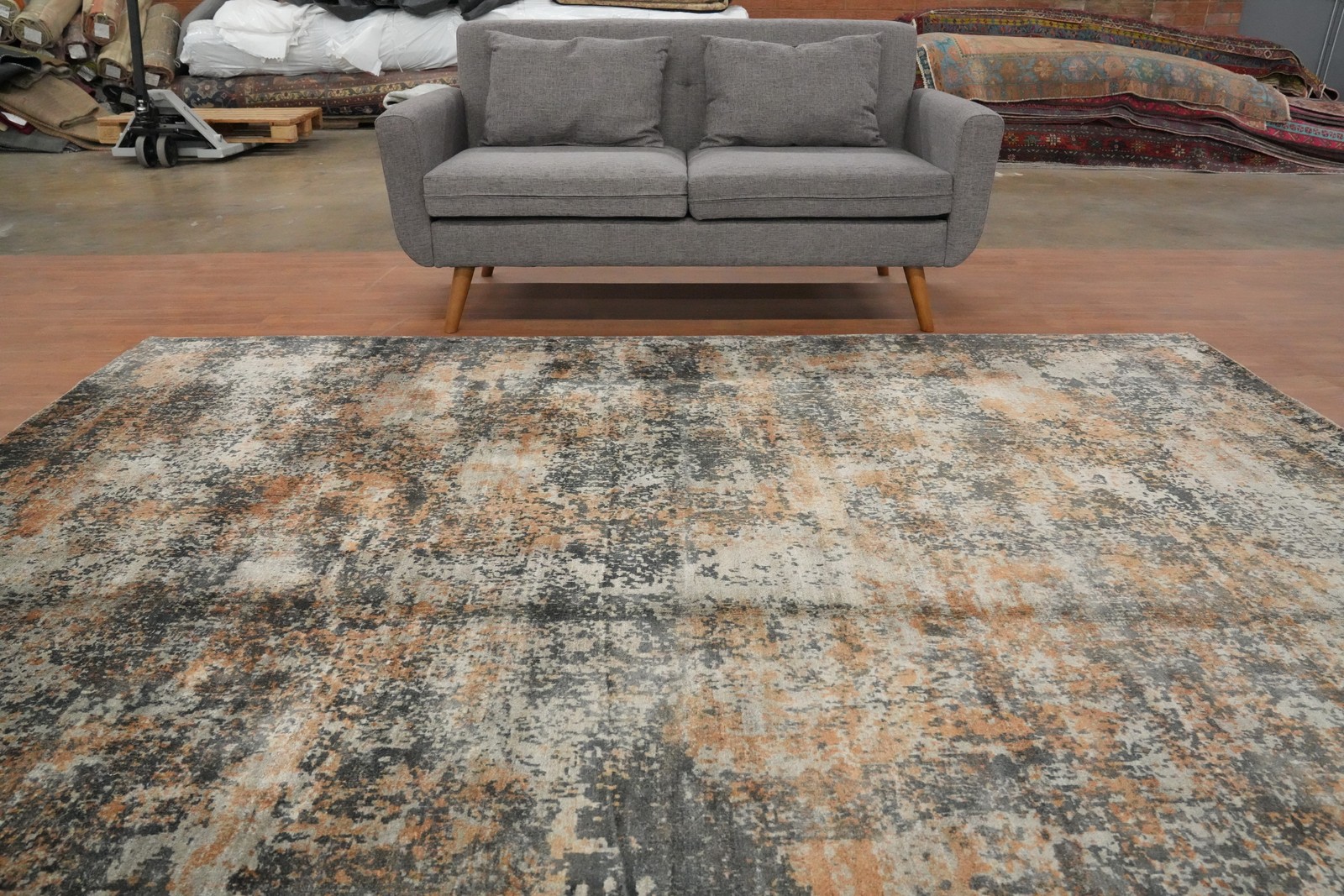 Distressed Look Abstract Oriental Area Rug 8×10 ft Hand-knotted Wool Living Room