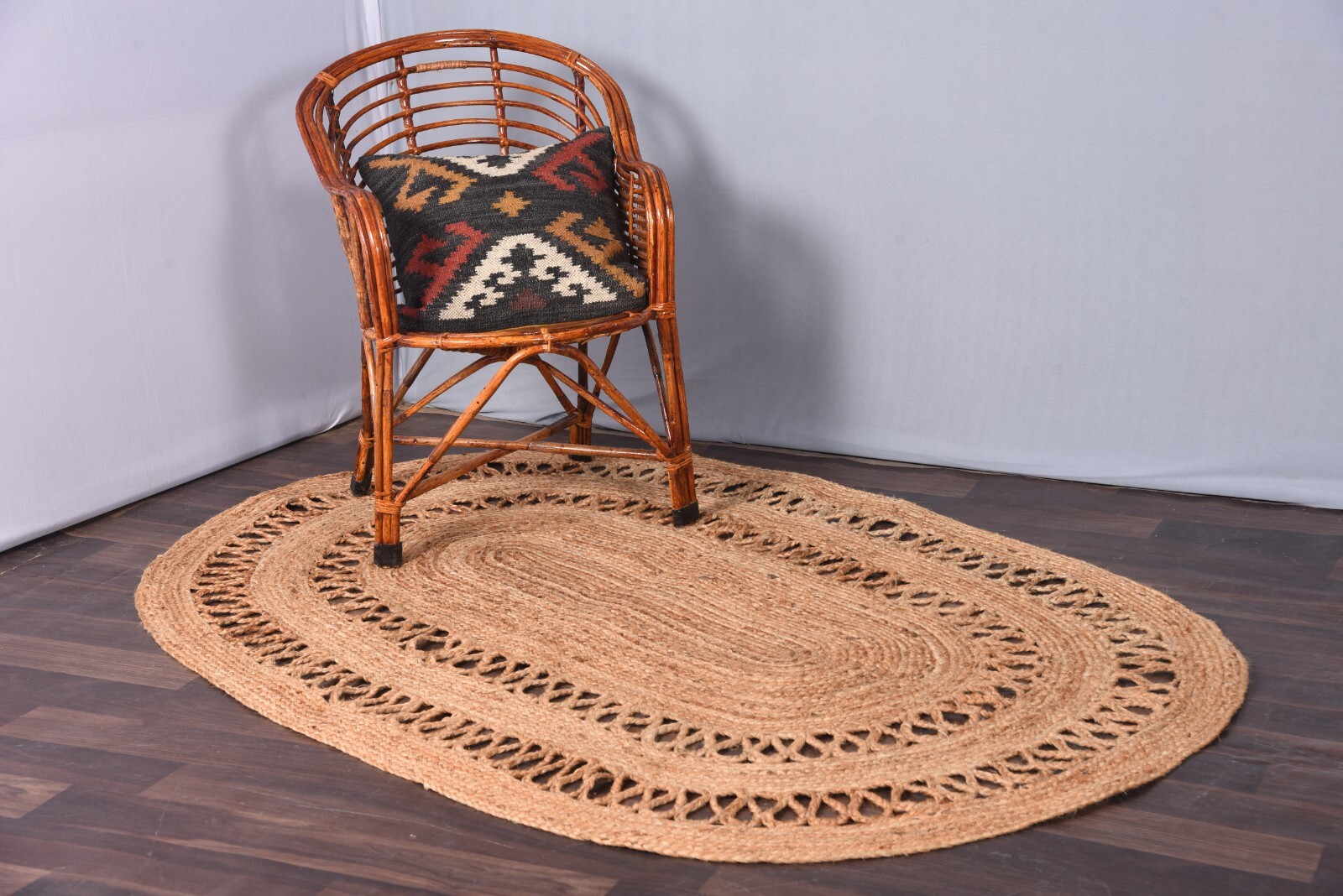 Natural Indian Jute Beige Rug Oval Shape Vintage Area Rug Home Décor Jute Rugs