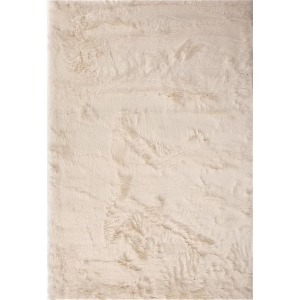 Abacasa Mink Ivory Acrylic and Polyester Faux Fur Area Rug