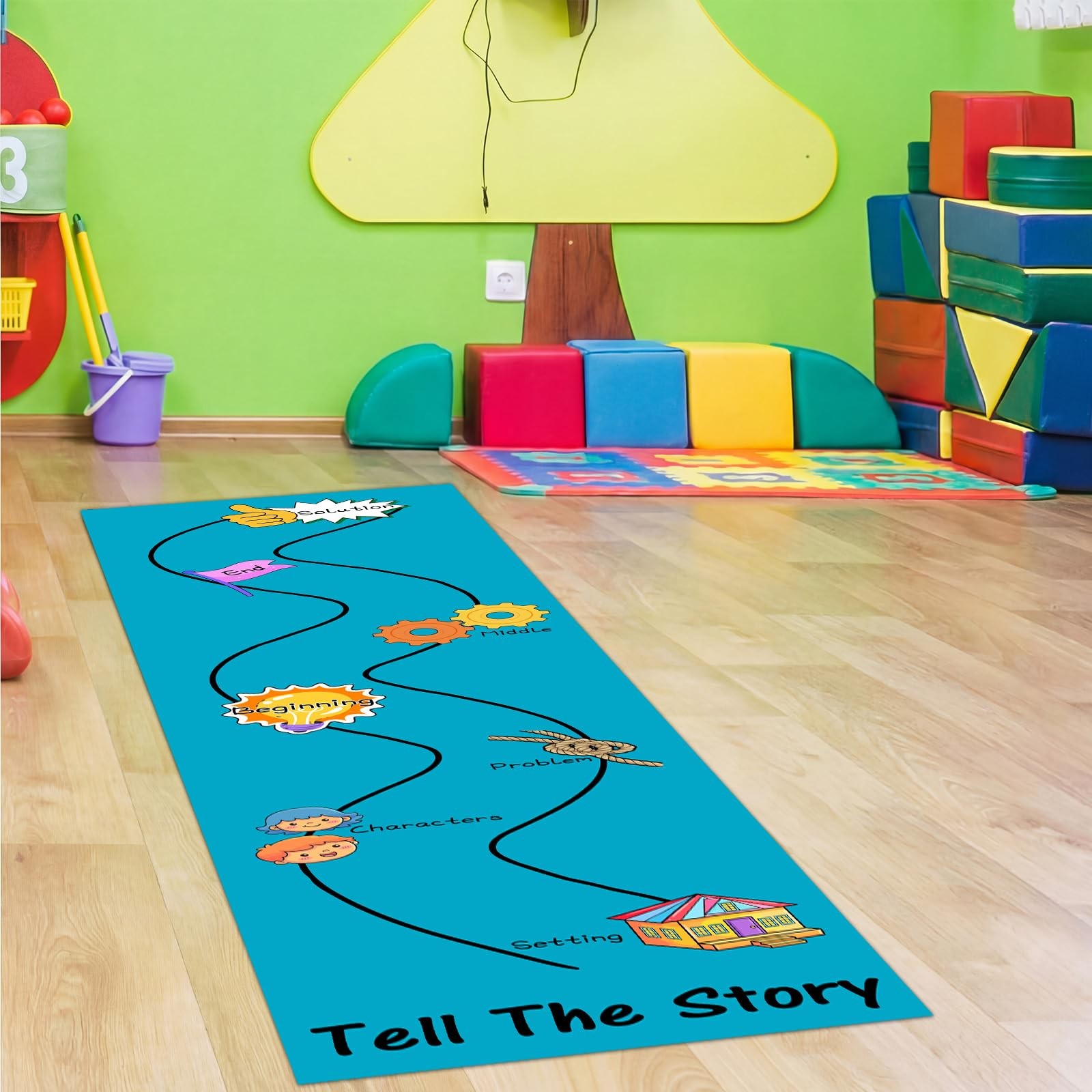12ft Tell The Story Reading Corner Rugs for Classroom Back to Walk on Retell
