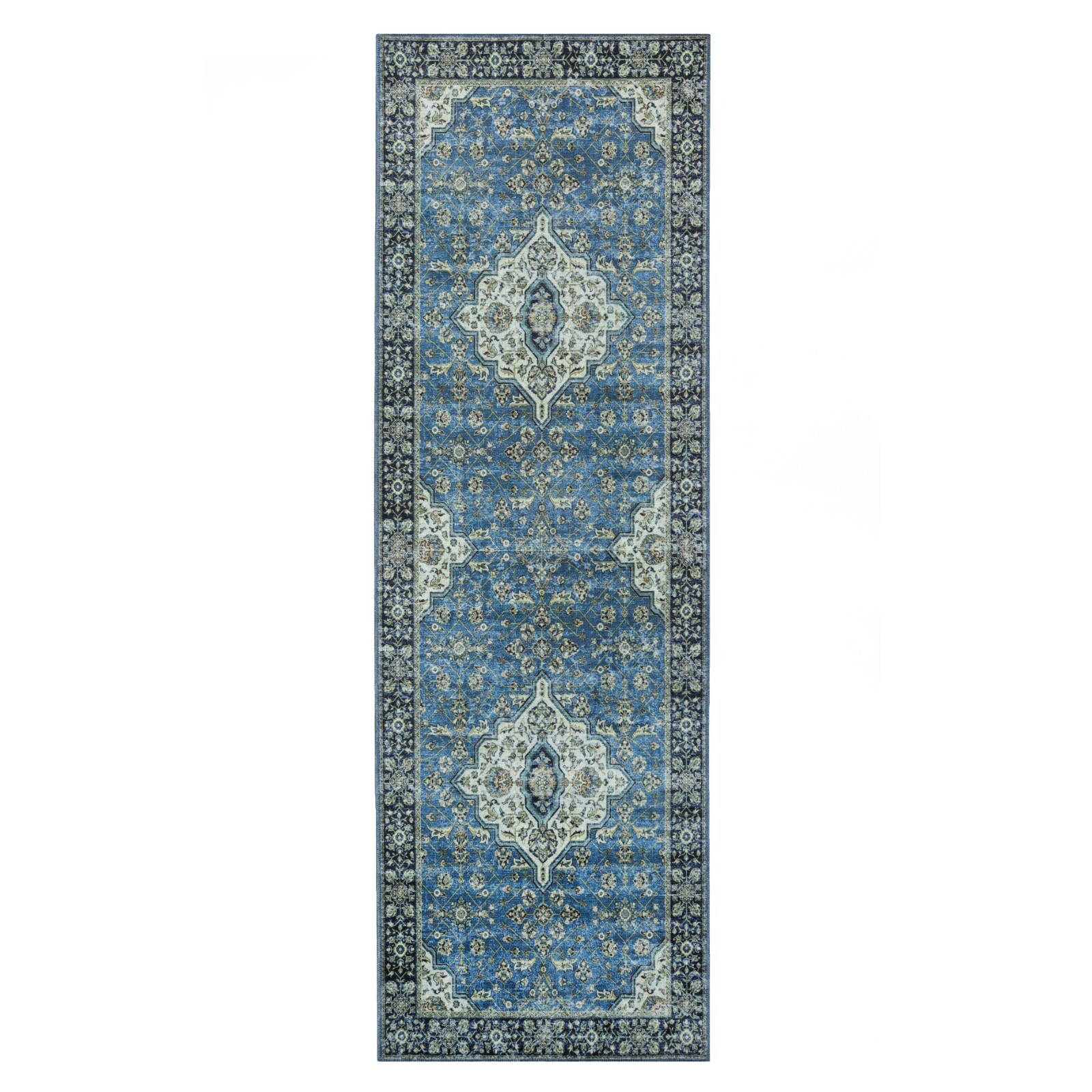 Jay Damask Medallion Geometric Durable Runner ‎Stain Resistant Indoor Area Rug