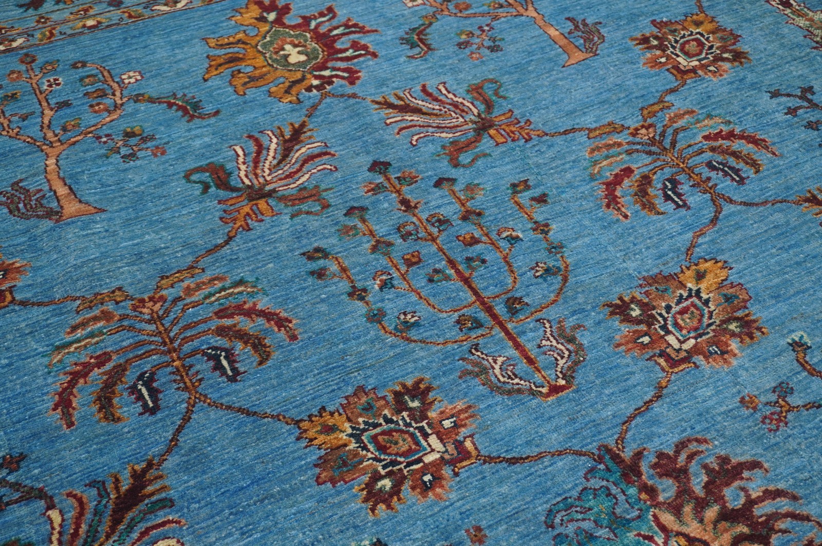 8×9 ft Blue Tree of Life Gabbeh Afghan Hand Knotted Wool Rug