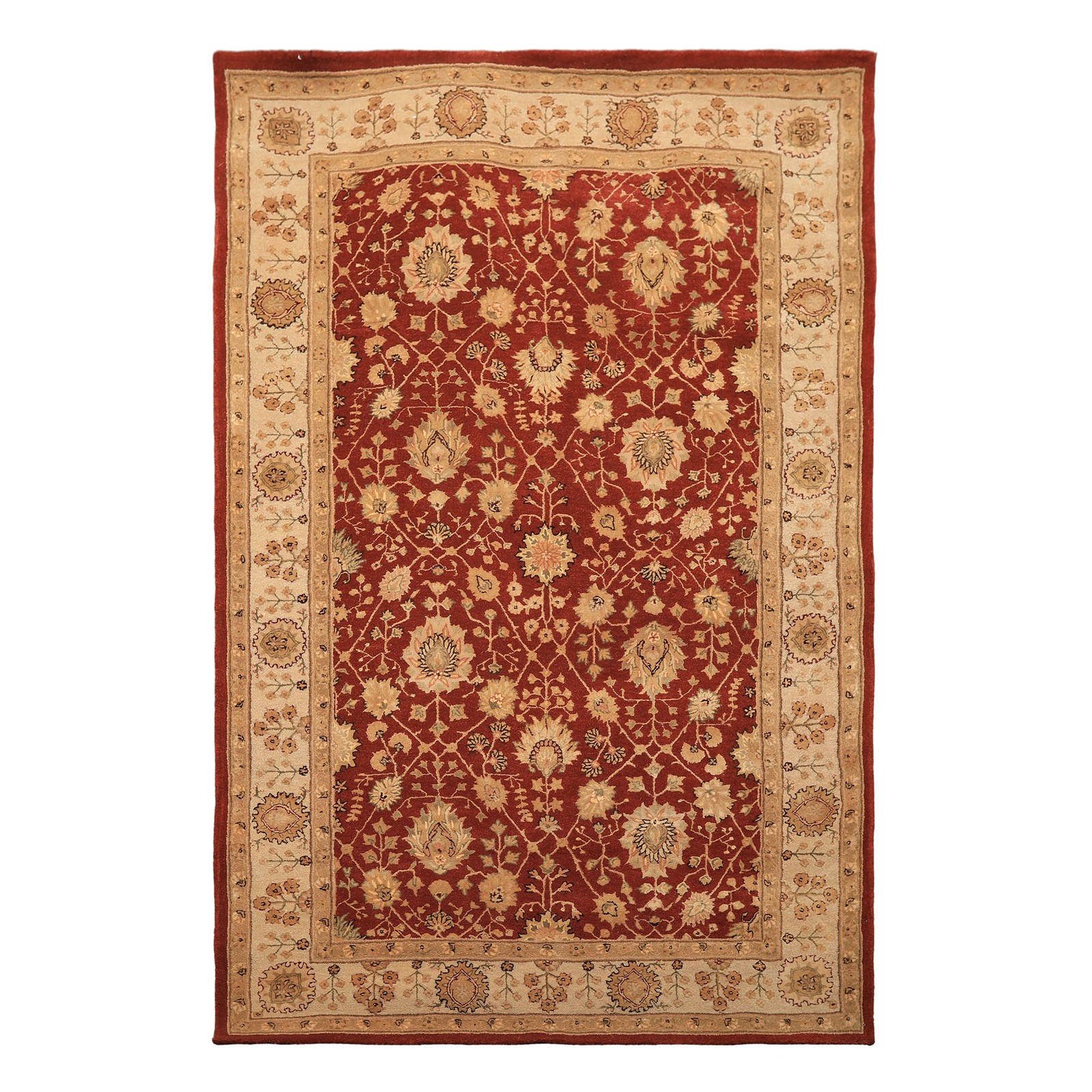 5’6”x8’6” Hand Tufted Wool & Silk Burnt Orange Traditional Plush Pile Rust Rug