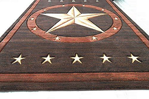 Premium Hand Carved Modern Cowboy Lodge Texas Star Rug 1806 Brown Chocolate