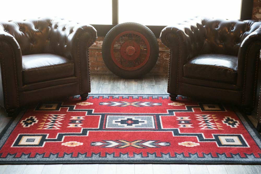 Old Crow Red Southwestern Rustic Lodge Nylon Country Cabin Area Rug 11’x13′