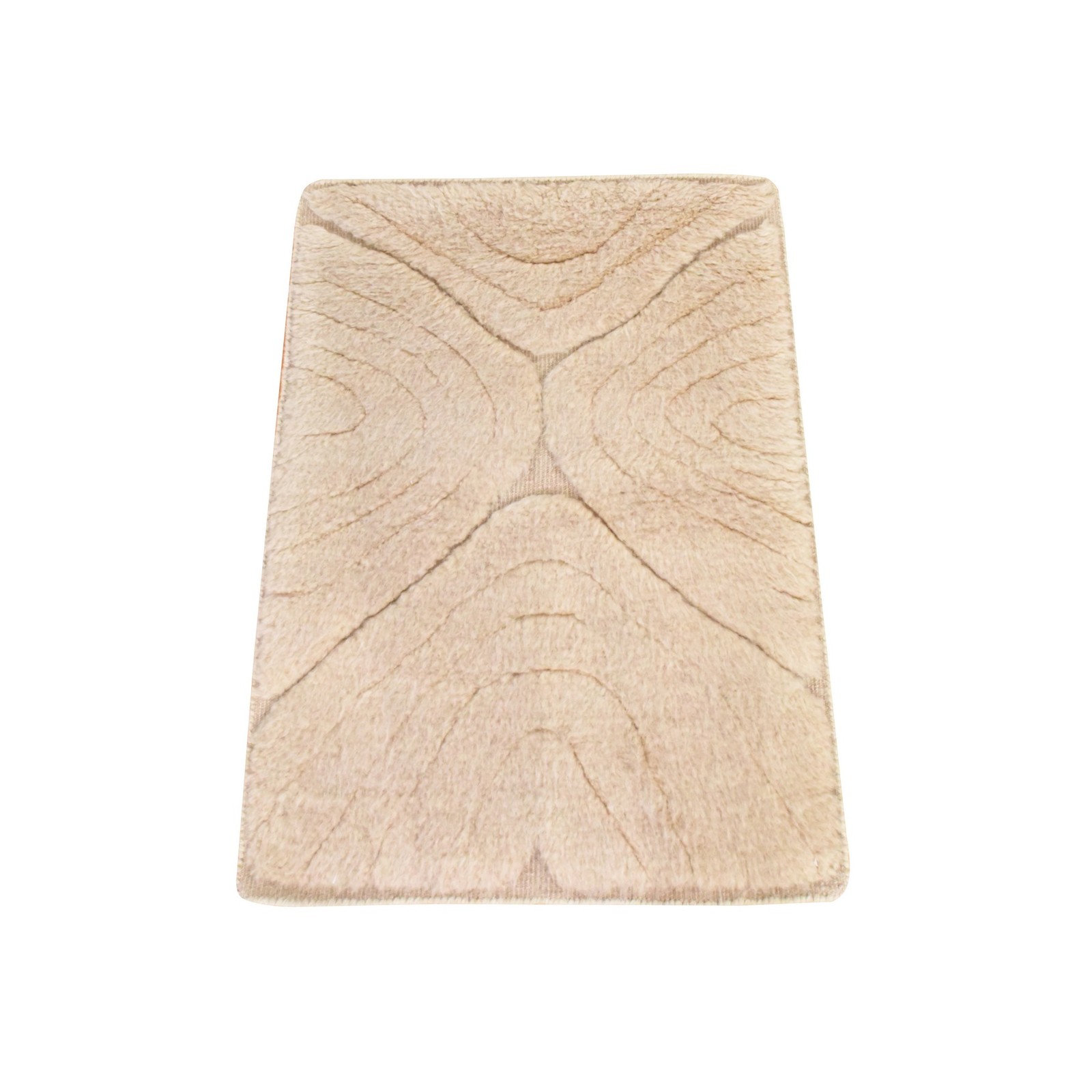 2’1″x2’10” Beige Moroccan Weave Shaggy and Soft Pile Hand Knotted Wool Mat Rug