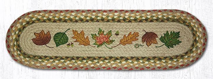 Braided Jute Stenciled Stair Tread Rug. AUTUMN LEAVES. Earth Rugs. 27″ x 8.25″