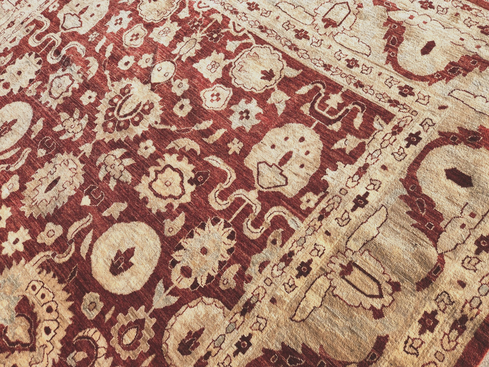 ANTIQUITY HAND-KNOTTED TURKISH OUSHAK TRIBAL-ZIGLAR WOOL MUTED RUG 9′ X 12′