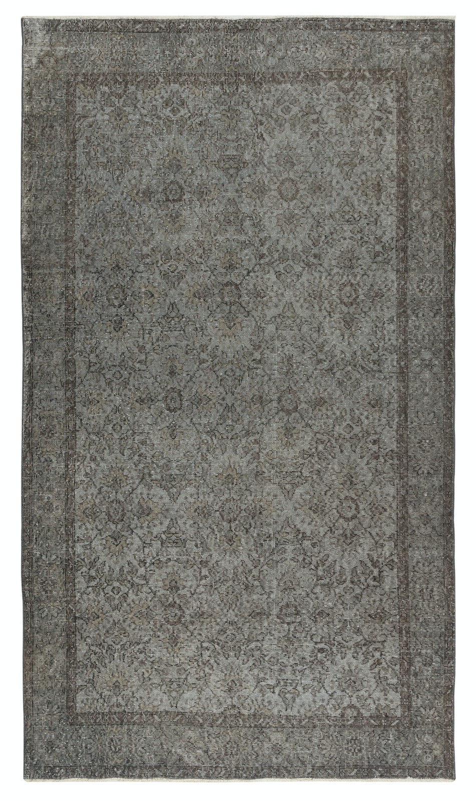 5.5×9.5 Ft Gray Handmade Turkish Rug. Vintage Carpet for Modern Interiors