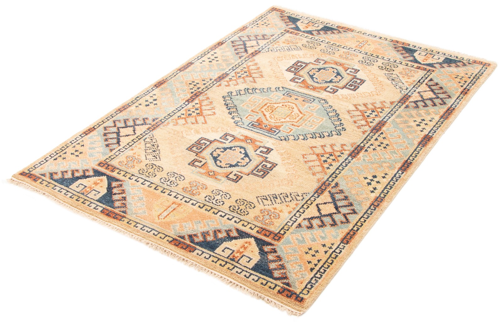 Traditional Hand-Knotted Geometric Carpet 5’5″ x 8’0″ Oriental Wool Area Rug