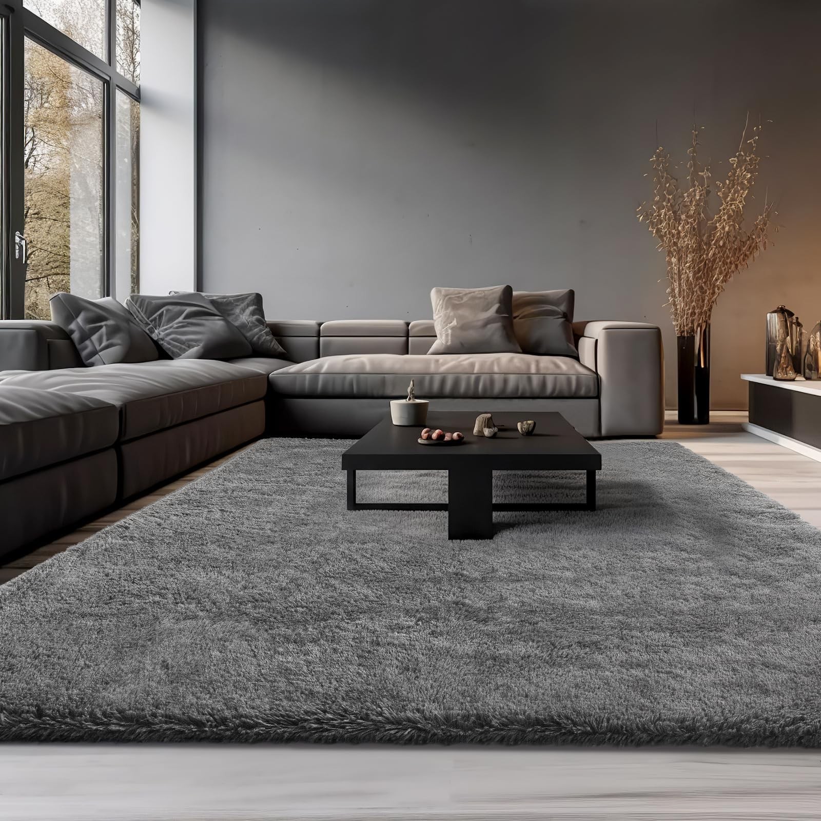 Ophanie Area Rugs 9×12 Living Room, Large Grey Bedroom Carpet, Big Shag Indoor T