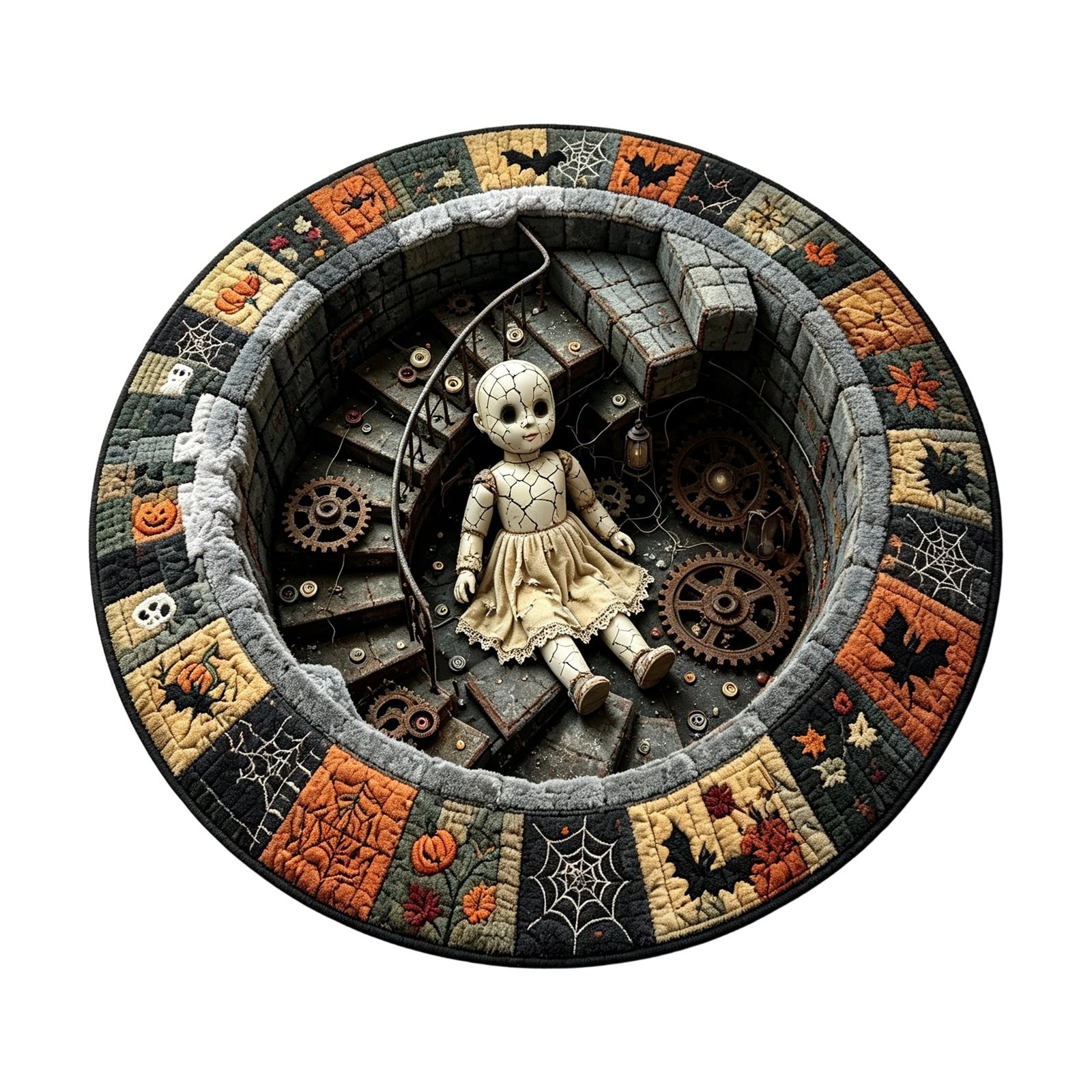 3D Halloween Optical Illusion Rug,Halloweens Quilted Round Rugs ,Soft,60×60cm
