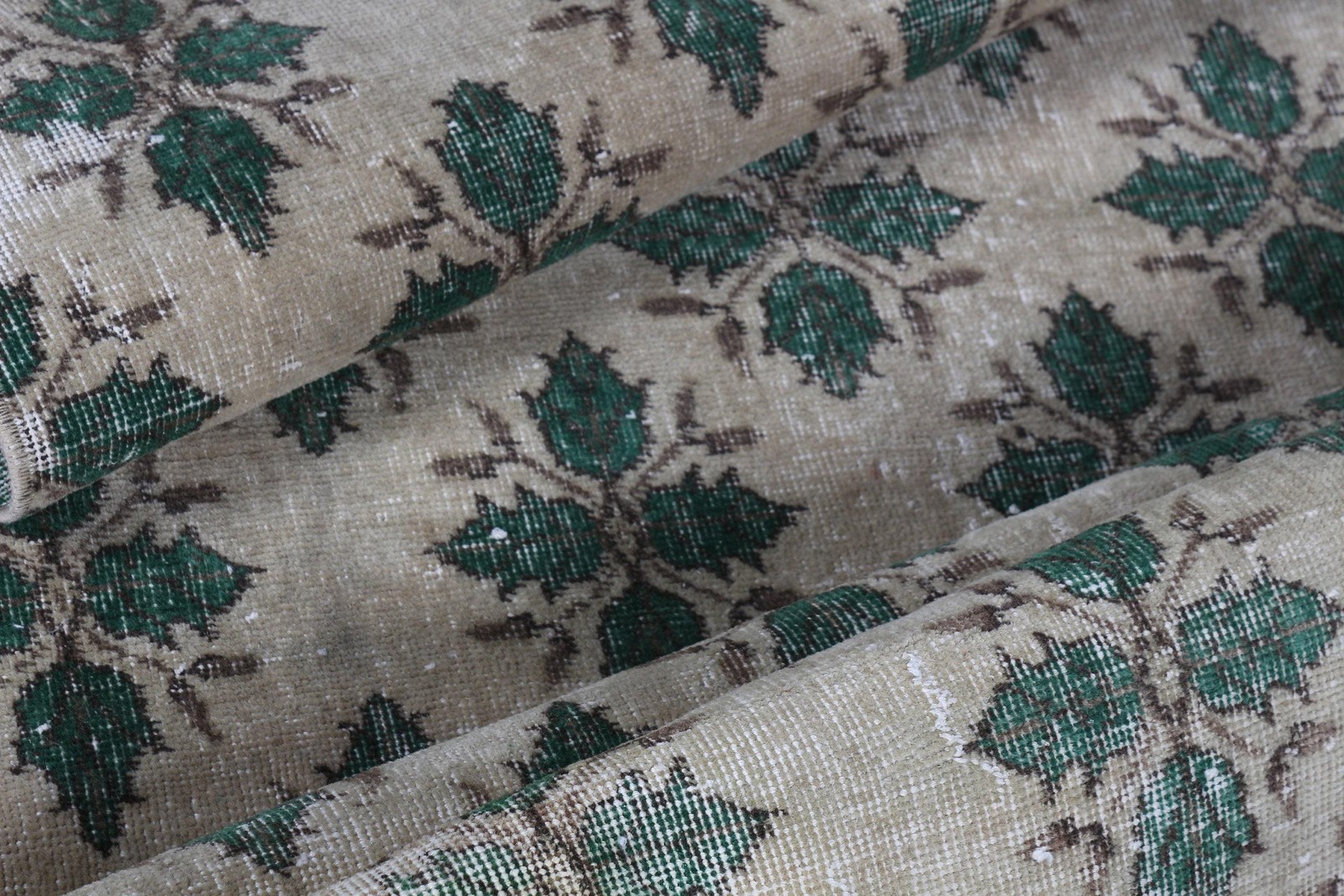 Vintage Turkish Rug, 3,7×6,6 ft Rug, Green Brown Oriental Wool Rug
