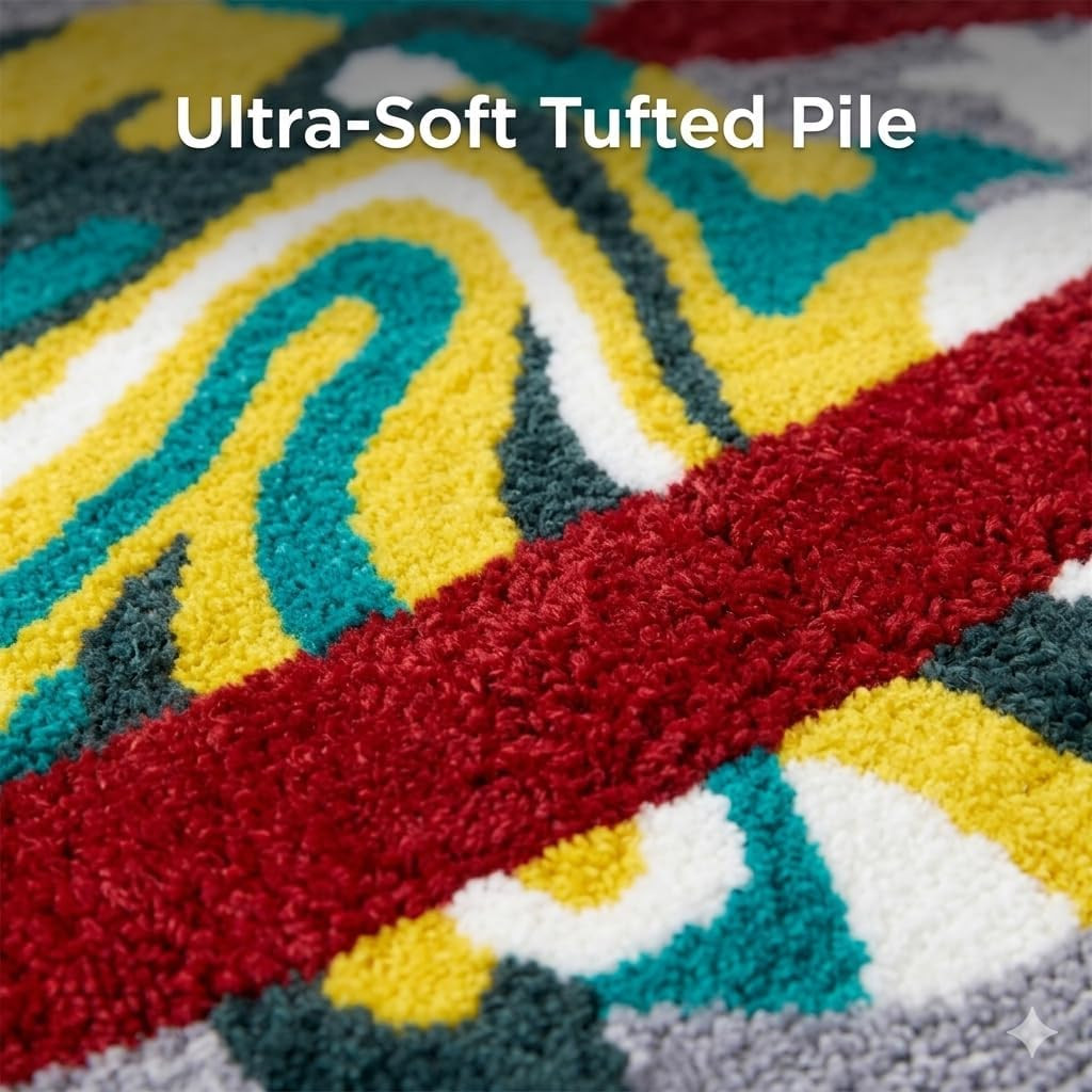 TUFTLAB Abstract Planet Tufted Rug, Irregular Shaped Space Area Rug with Ring De