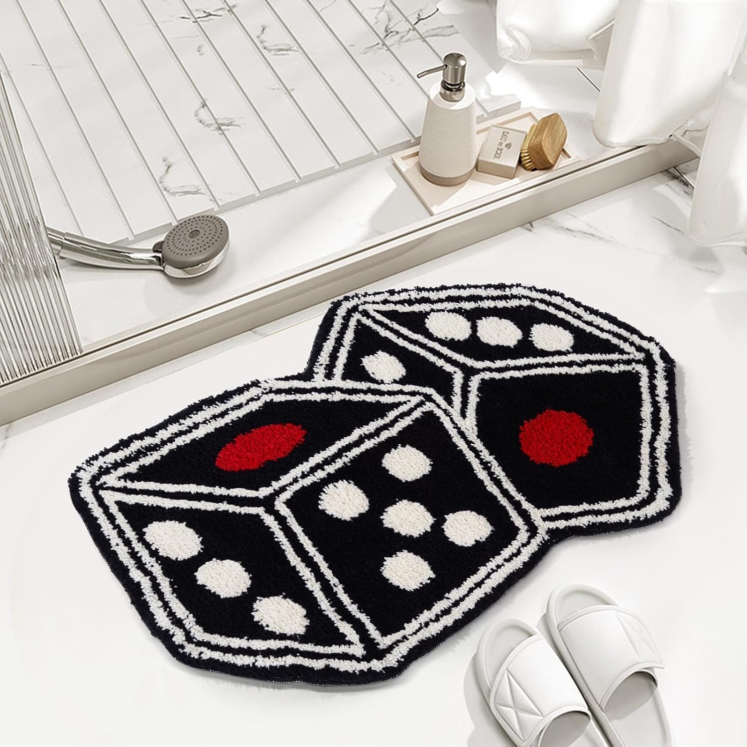 Dice Rug – 31″X23″ Cool Carpet Non-Slip Flocking Floor Bath Mat for Living Ro…