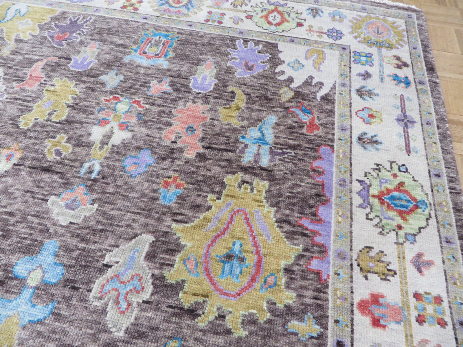 6 x 8’10 Hand Knotted Brown Colorful Turkish Oushak Oriental Rug G13200