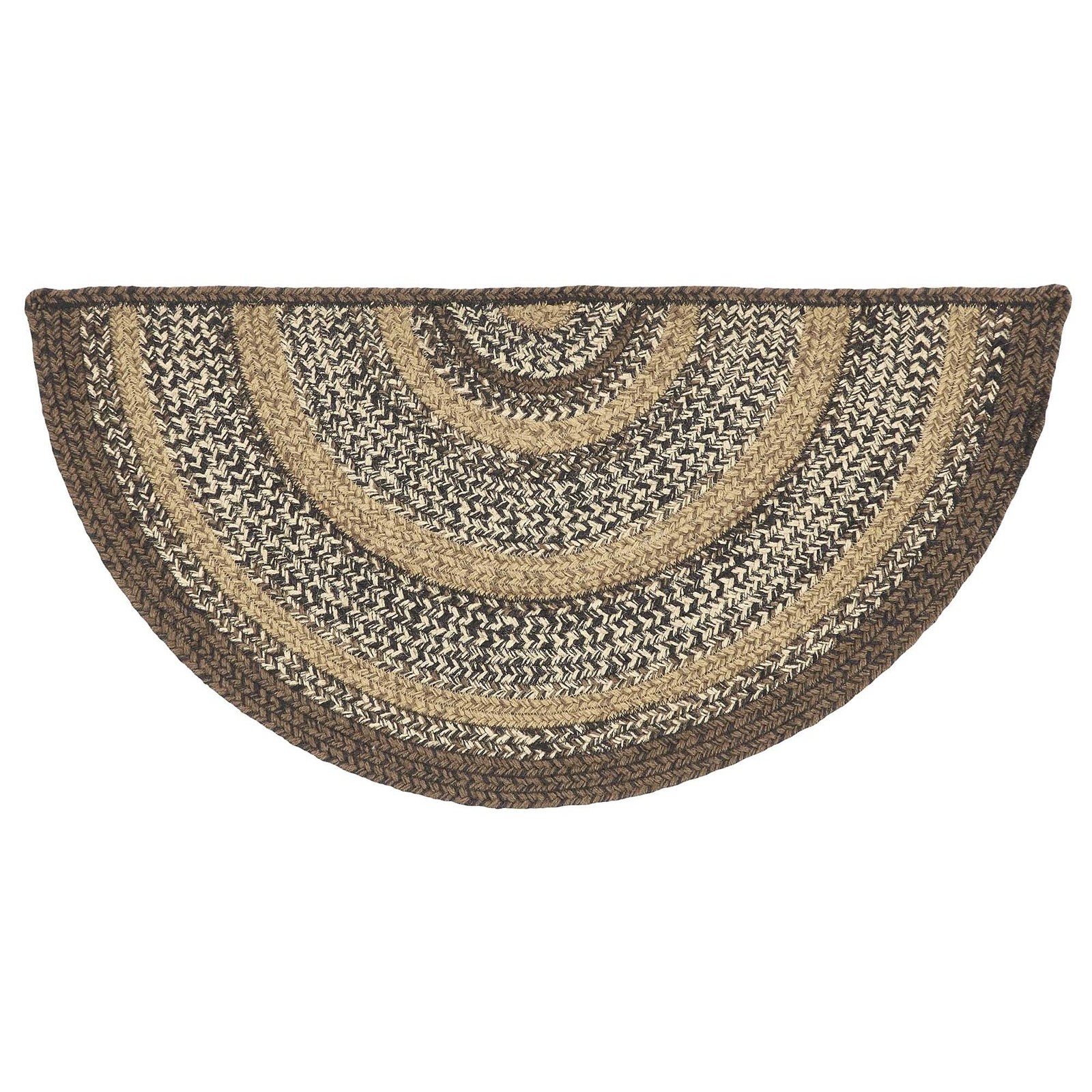 VHC Brands Espresso Rug with PVC Pad, Jute Blend, Half Circle, Brown Black Tan W