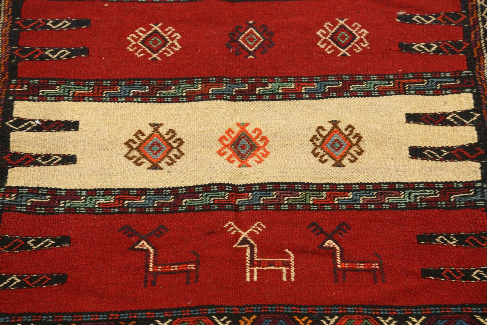 Tribal Geometric Sumak Kilim Oriental Area Rug Wool Flat Woven Traditional 3’x6′