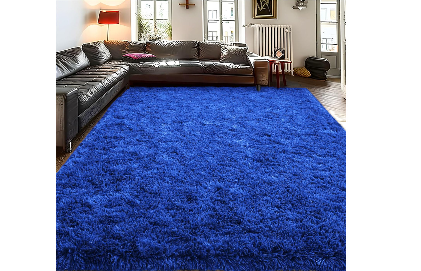 Ailyei Shag Living Room Rug 5×7 Royal Blue, Ultra Soft Luxury Shaggy Rugs for…