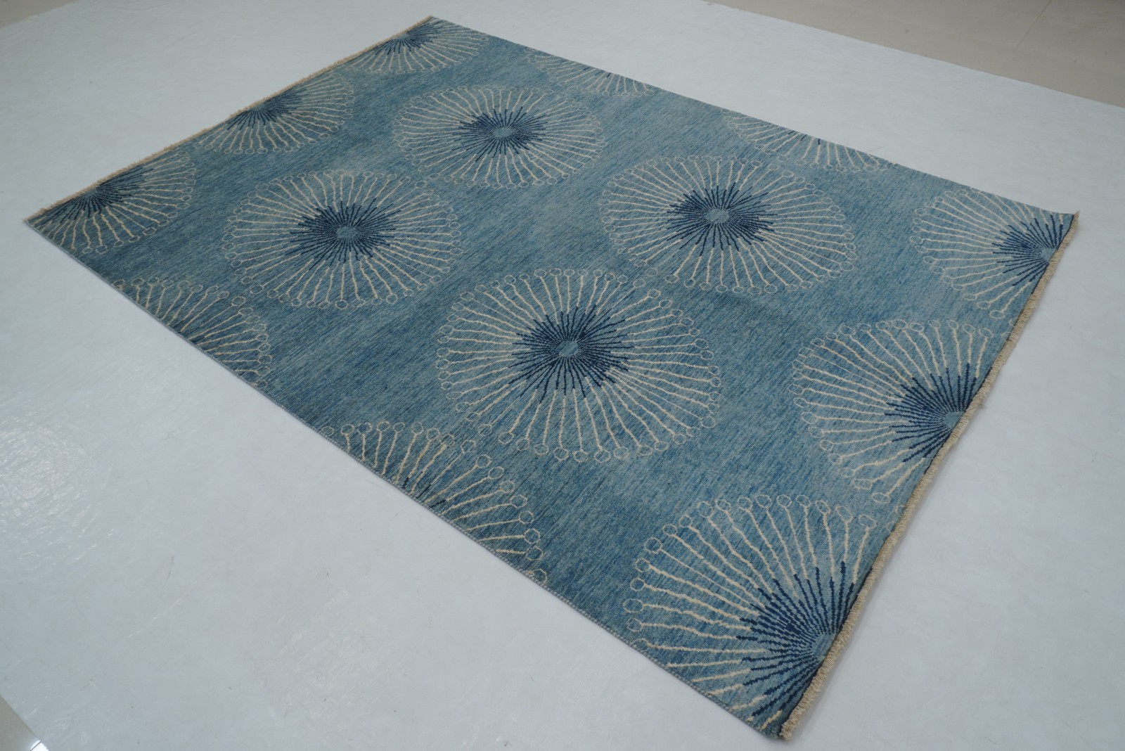 6×8 ft Blue Floral Gabbeh Afghan Hand Knotted Wool Area Rug