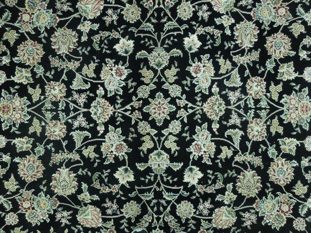 9′ x 12′ Black – Ivory Wool & Silk Tabreez Rug 16328
