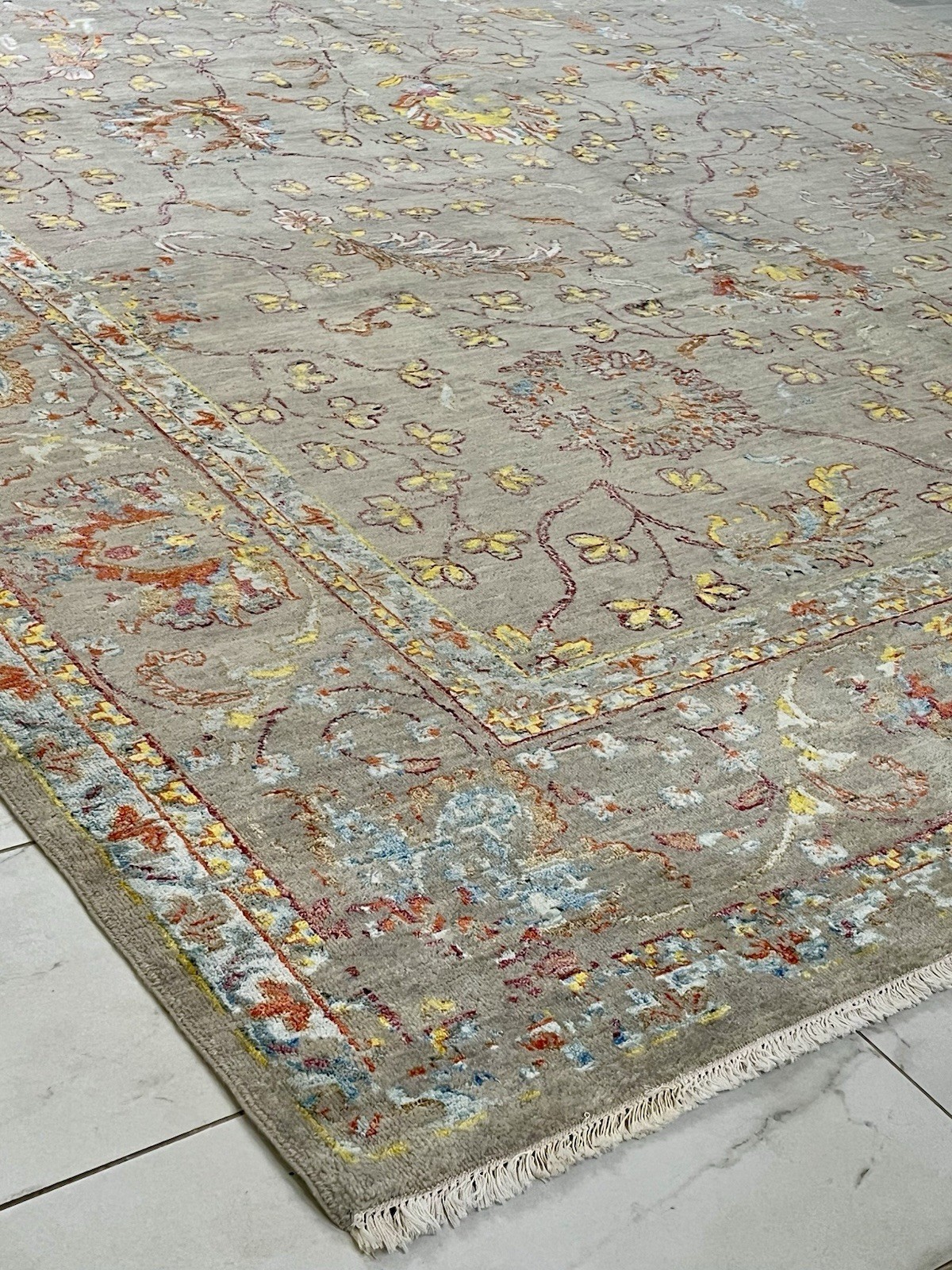 PASARGAD Transitional Abstract Floral Hand-Knotted Silk 9×12 Rug MSRP $11,132
