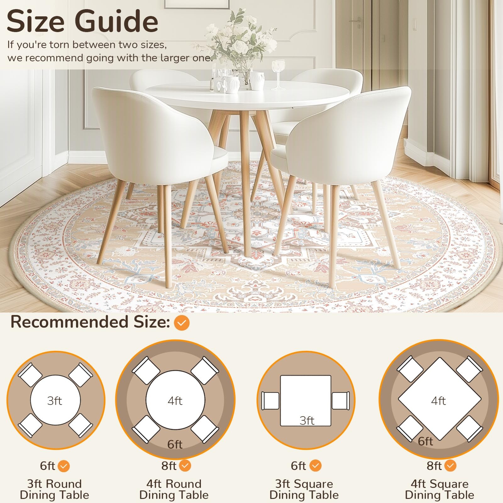 Bestsweetie 6Ft Area Rugs For Living Room Washable Non Slip Carpet Pile Soft