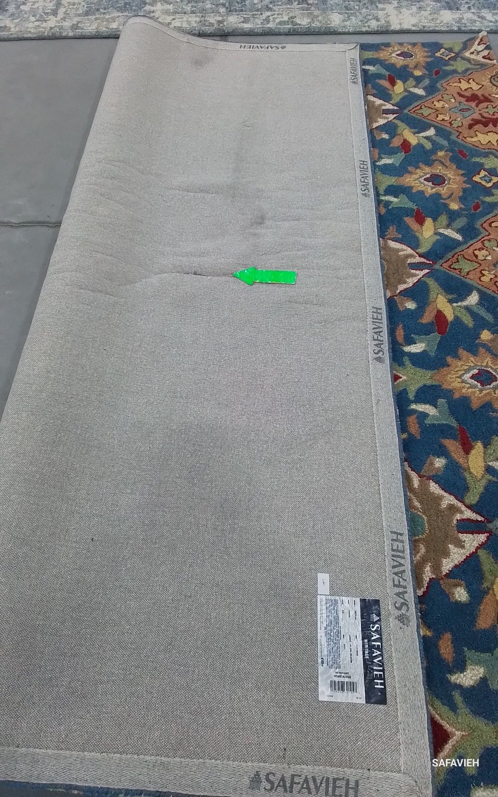 CAMEL / BLUE 8′-0″ x 8′-0″ Back Stain Rug, Reduced Price 1172795473 HG653A-8SQ
