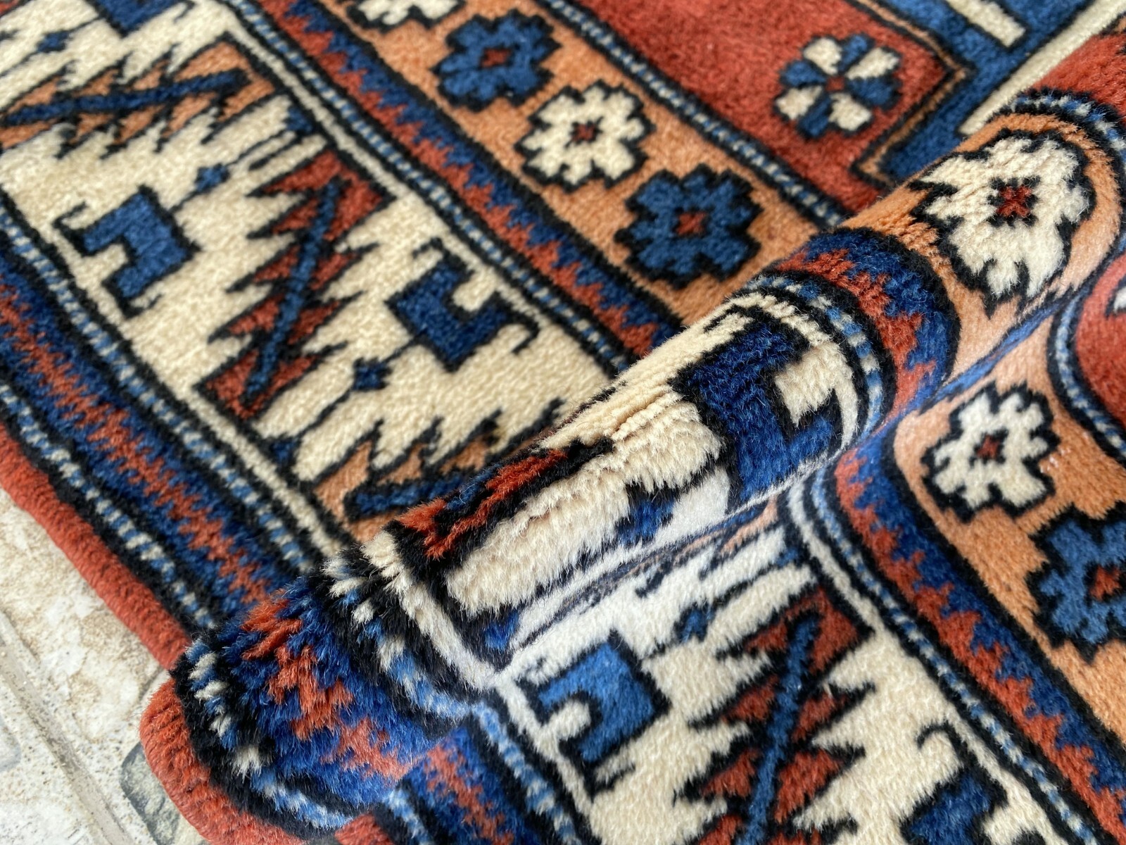 Vintage Kurdish Anatolian Wool Hand-Knotted Rug | Tribal Oushak Carpet 1980s 3×5