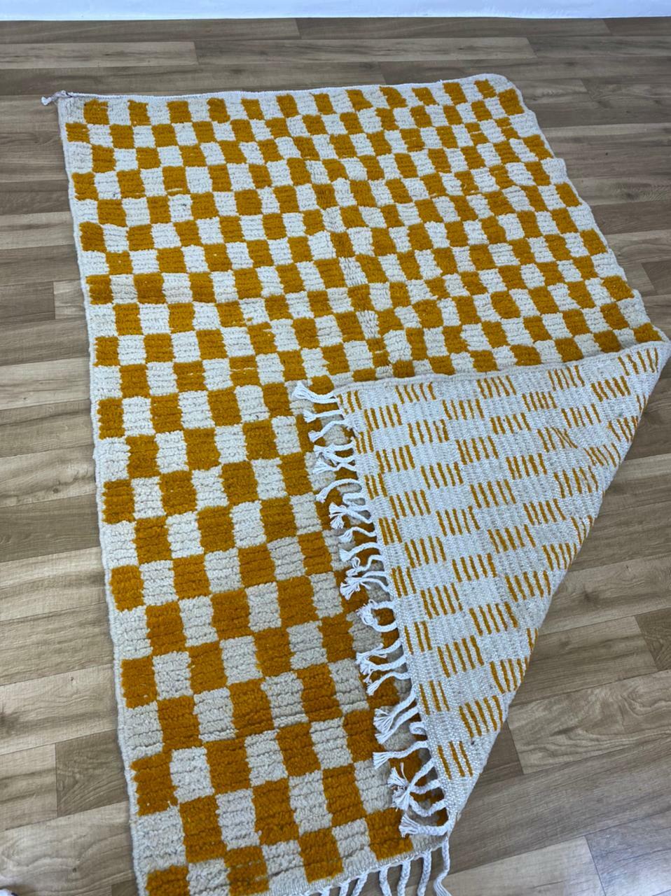 Custom Moroccan Checkerboard Rug, Handmade Berber Rug, Contemporary Checkered