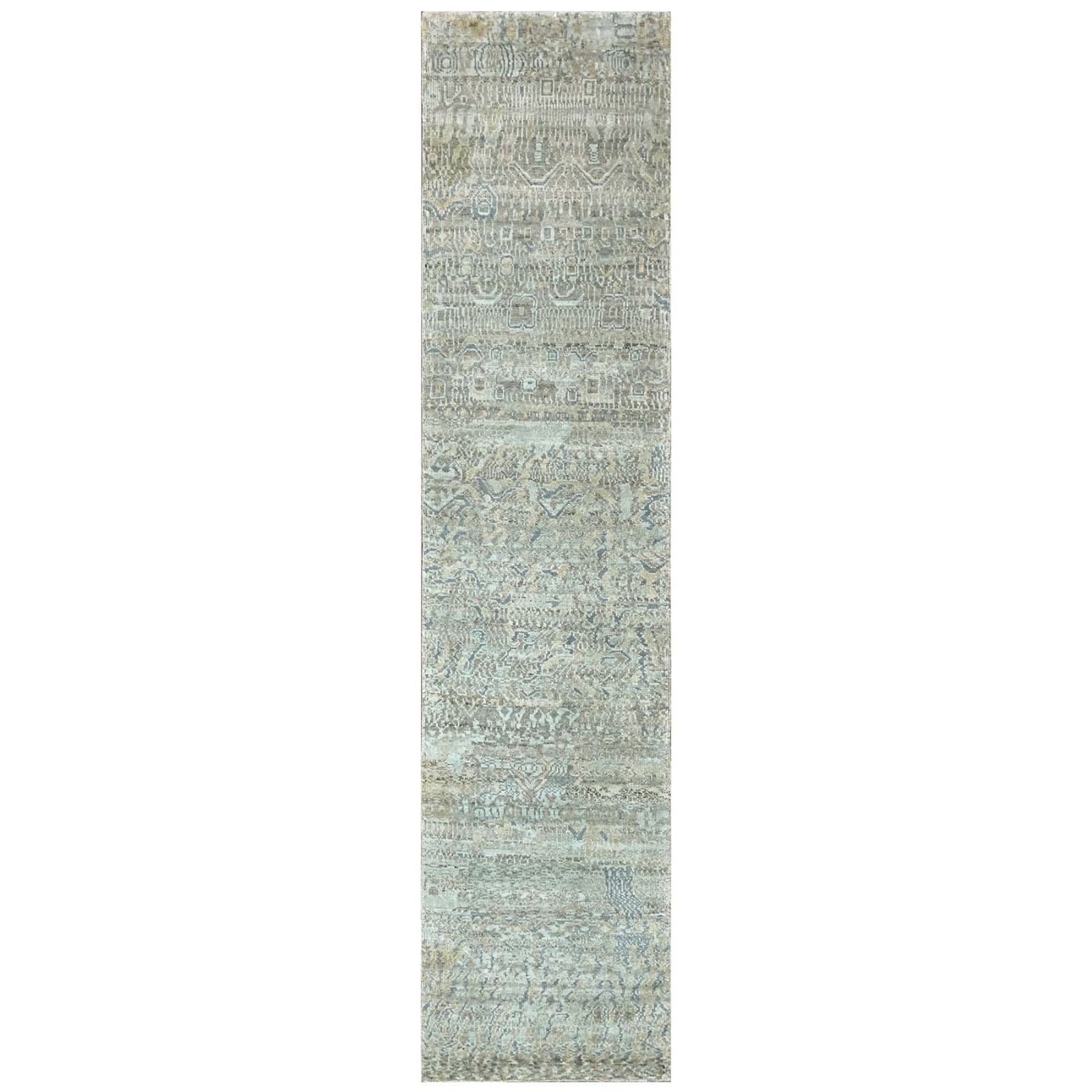 2’3”x9’11” Runner Hand Knotted Wool Celedon Oushak Modern Rug