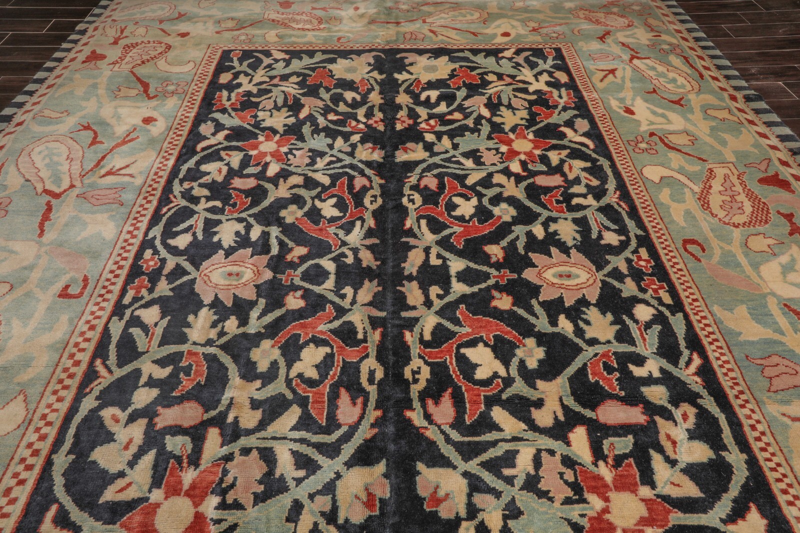 Authentic Turkish Oushak Hand Knotted Wool Oriental Area Rug Black 10’4″x14’9″