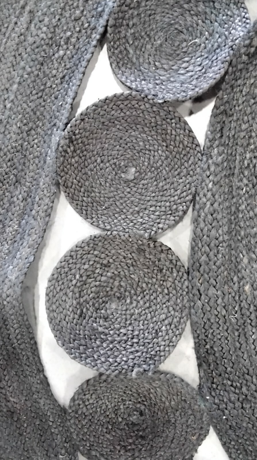 BLACK 6′-6″ X 6′-6″ Round Pulled Threads Rug, Reduced Price 1172701824 NF364D-7R