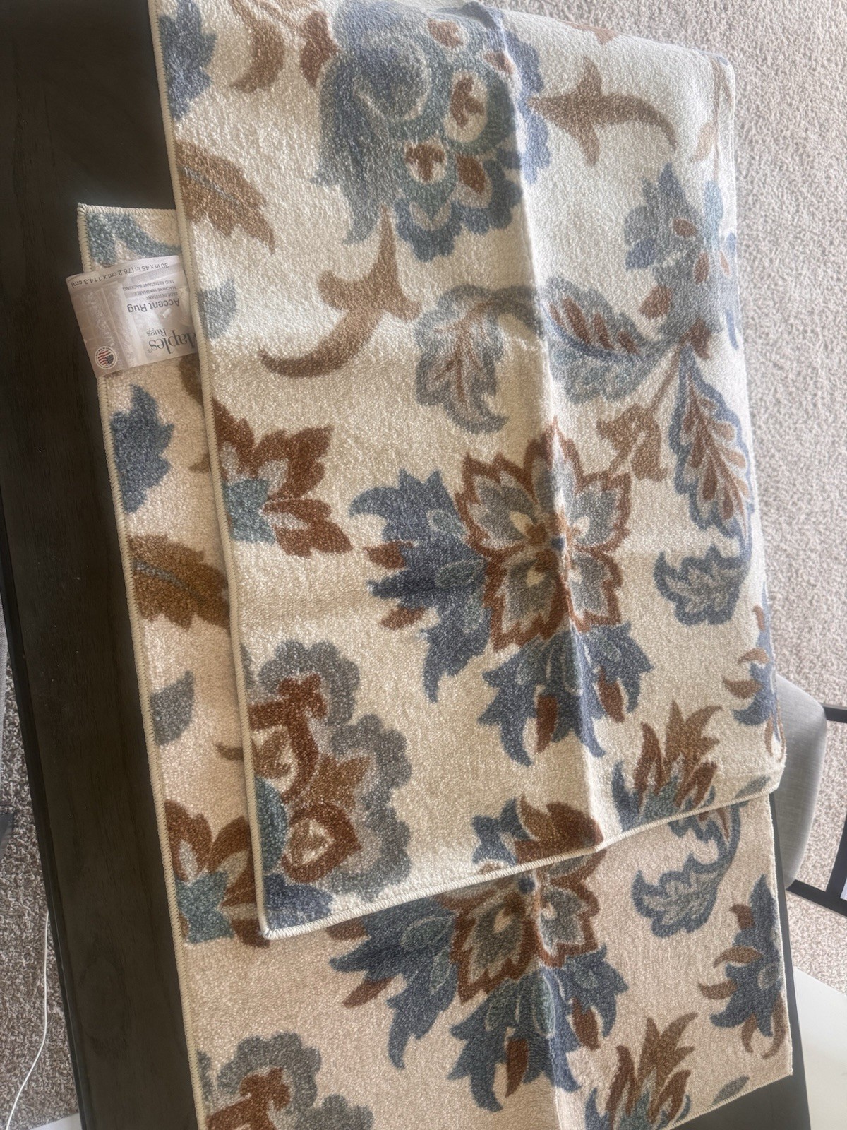 Maples Rugs Accent Rug 30×45 Floral Blue Brown Machine Washable Made in USA