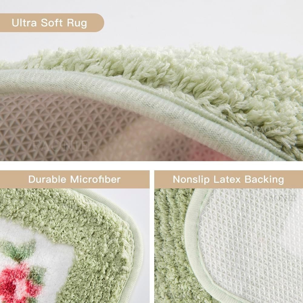 Pretty Floral Rural Style Romantic Rose Flower Rug Shaggy Area Rugs Soft Non-Sli