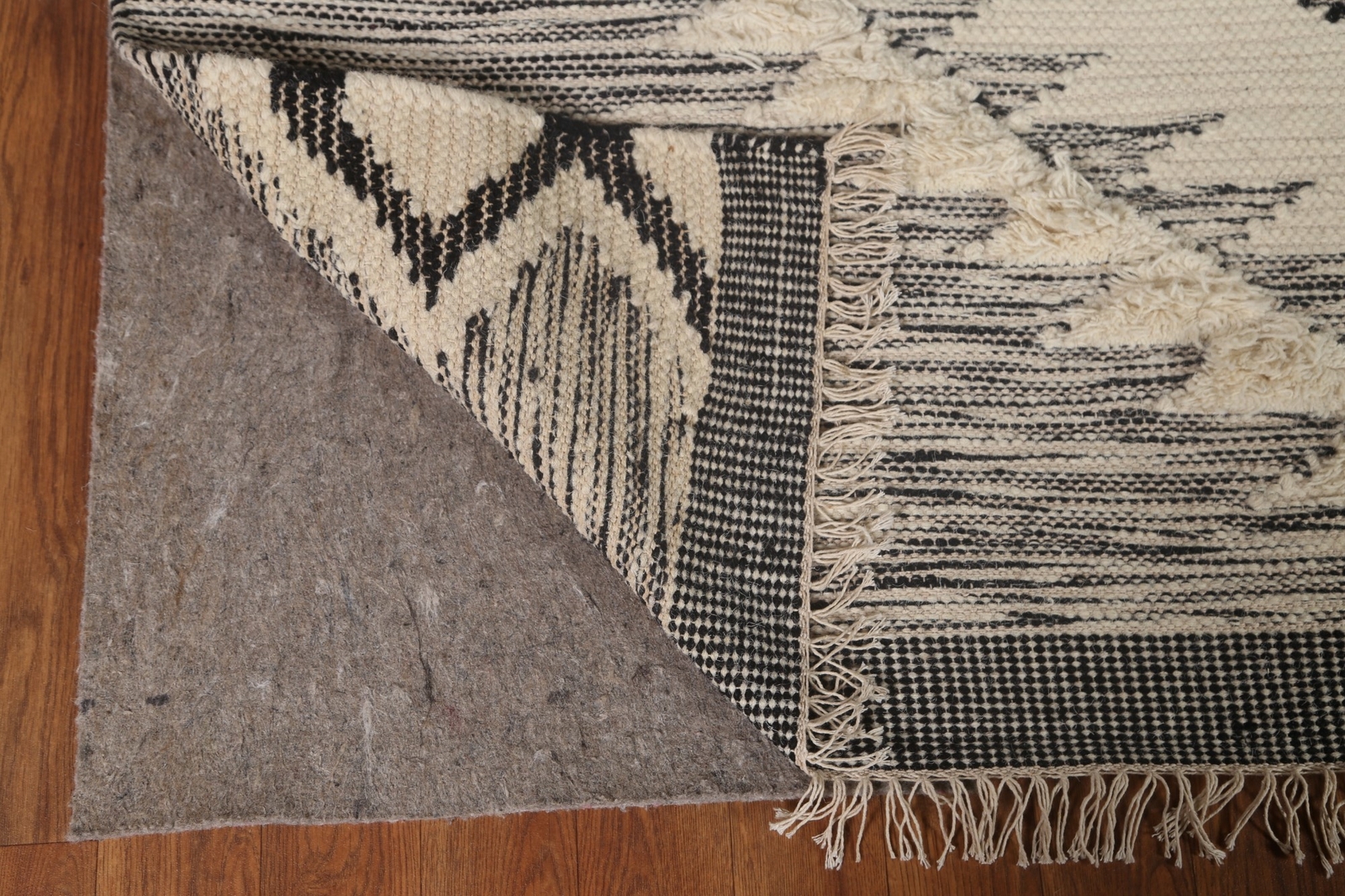 Geometric Durrie-Kilim Multi Level Pile Area Rug Wool Hand woven Carpet 5’x8′