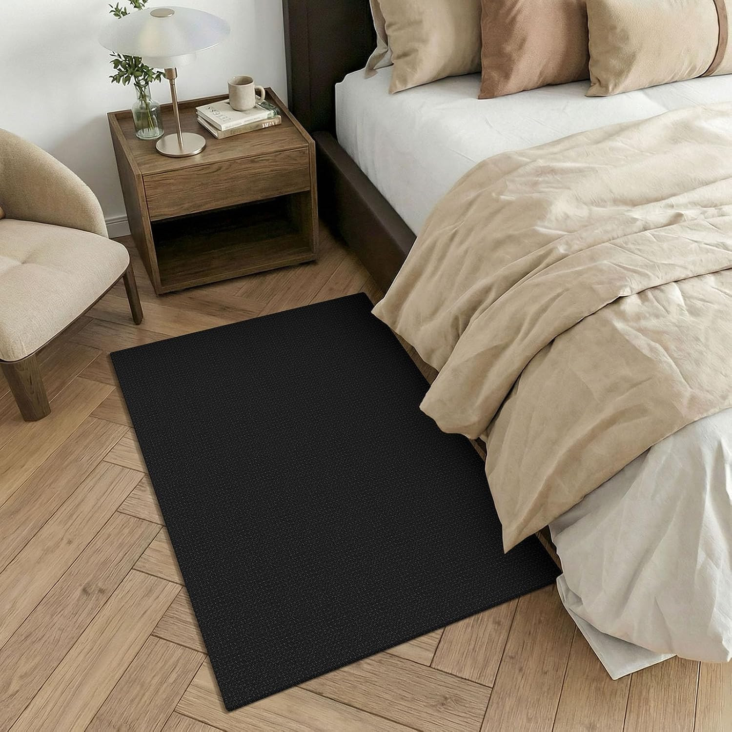 Black Washable 3X4 Woven Entry Area Rug, Braided Throw Rugs