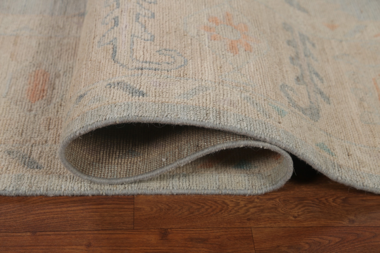 Light Blue/ Beige Vegetable Dye Hand-knotted Oushak Turkish Wool Area Rug 9’x12′