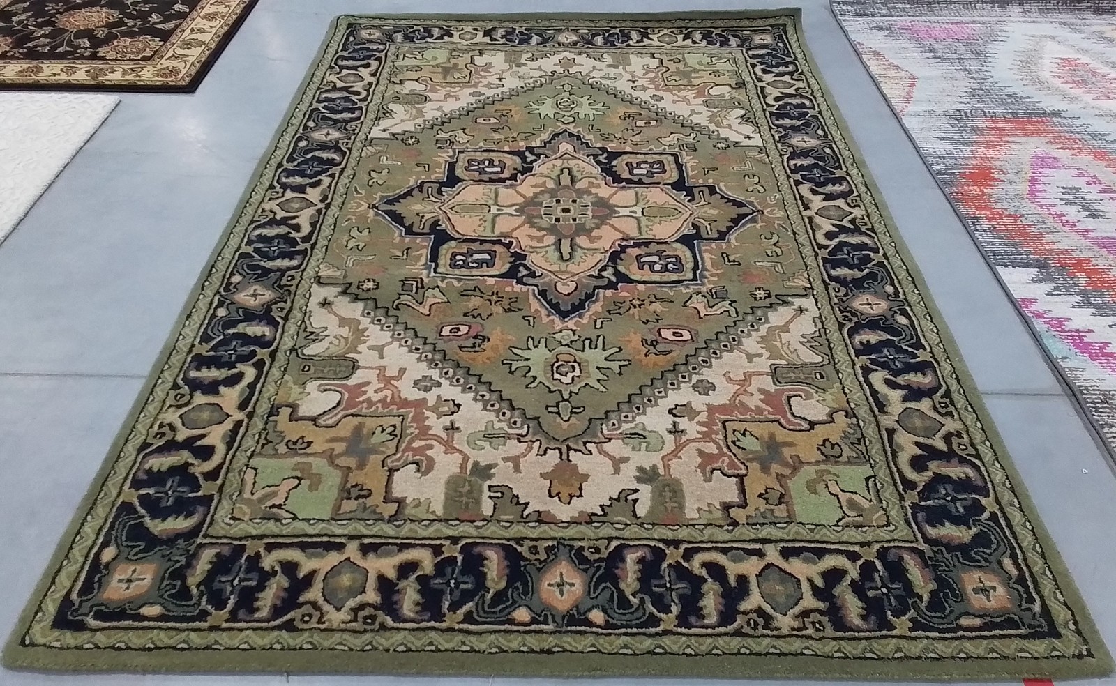 GREEN / LT BROWN 6′-0″ x 9′-0″ Back Stain Rug, Reduced Price 3172810631 HG625Y-6