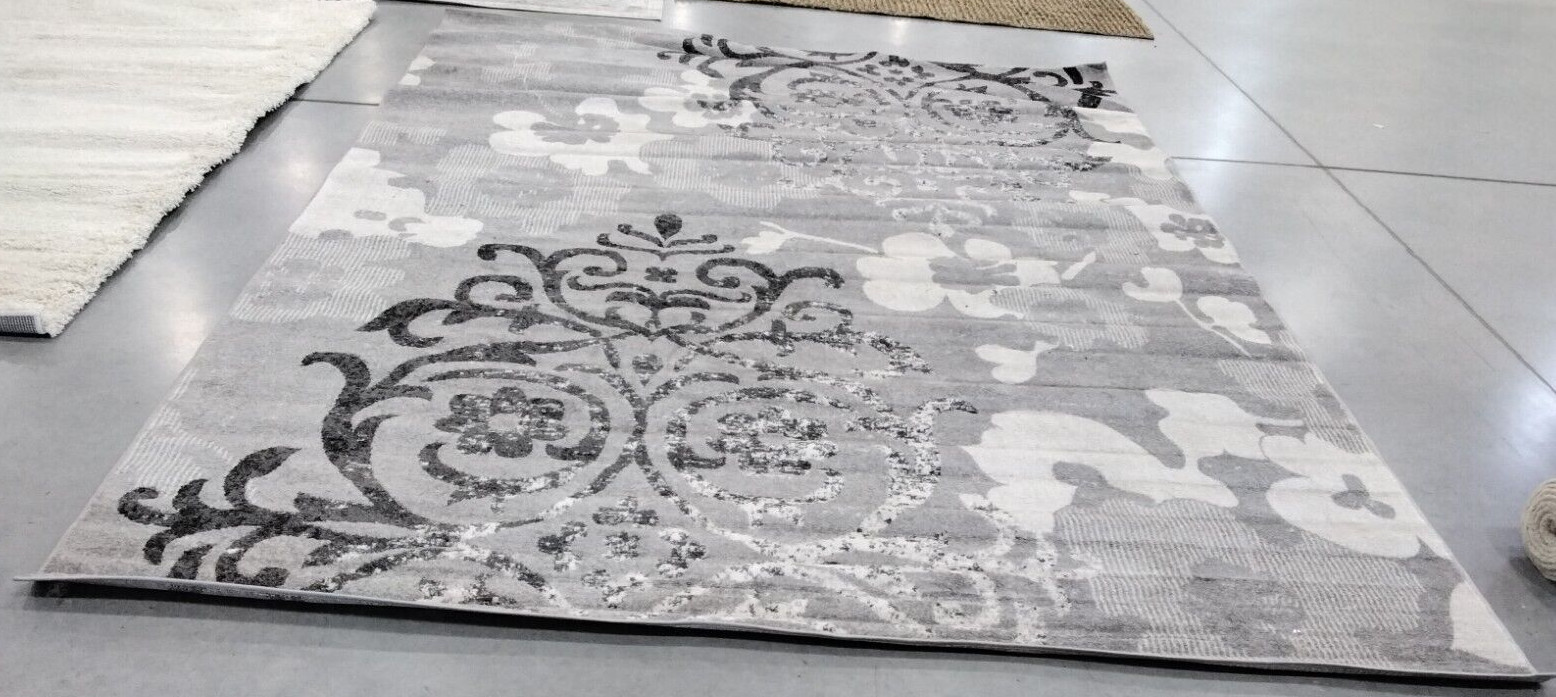 SILVER / IVORY 9′ X 12′ Pressed Pile Rug, Reduced Price 1172732135 ADR114B-9