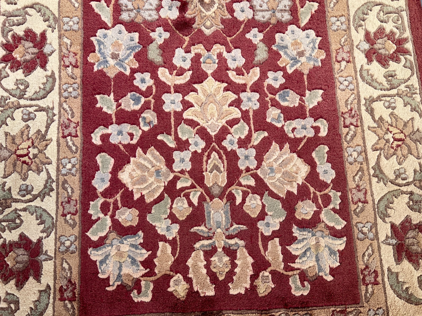 Red Turkish 2×4.1ft Vintage Hand Knotted Silk Rug Prayer Floral Wall Hanging