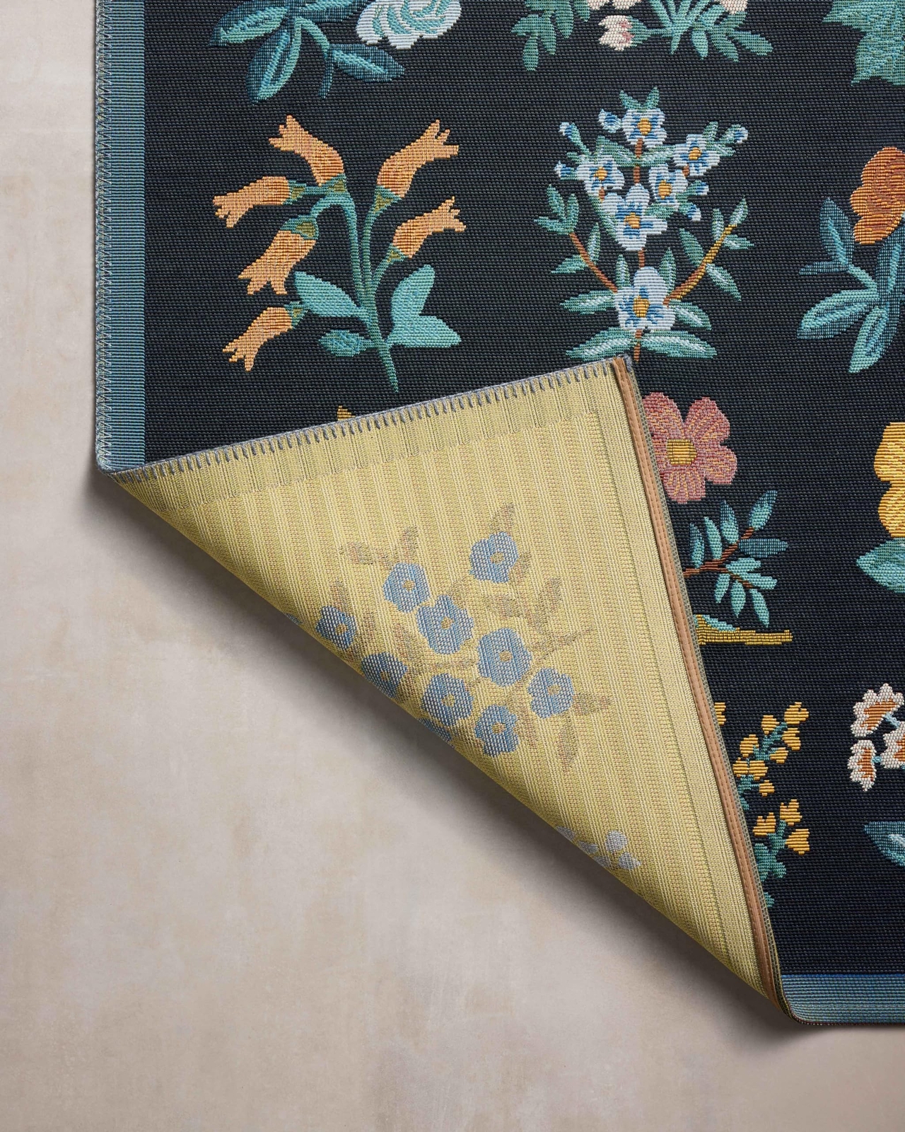 Loloi Rifle Paper Co. x Perennial Black 2′-5″ x 3′-11″ Accent Rug